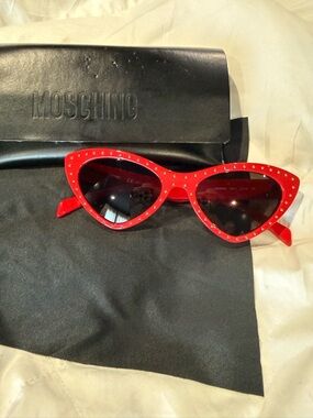 Moschino Red Cat-Eye Sunglasses with Stud Embellishments